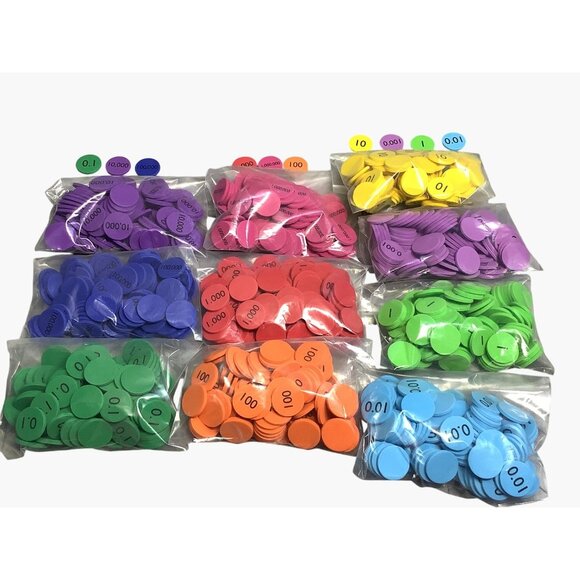 Place Value Disks 10 Values Counting Chips Math Manipulatives 1000 Pieces - Picture 8 of 9